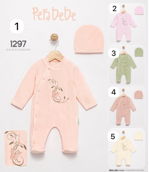 Велюровый Человечек Для Девочки Pera Bebe (3-6-9-12мес.)