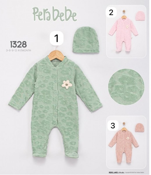 Велюровый Человечек Для Девочки Pera Bebe (3-6-9-12мес.)