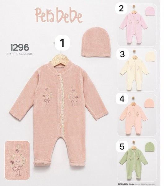 Велюровый Человечек Для Девочки Pera Bebe (3-6-9-12мес.)