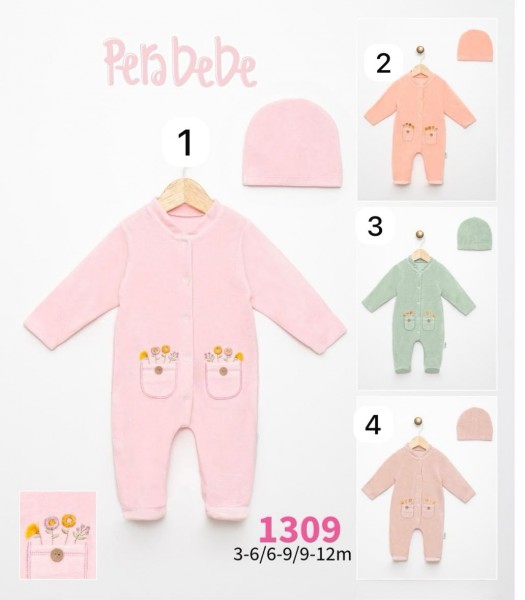 Велюровый Человечек Для Девочки Pera Bebe (3-6-9-12мес.)