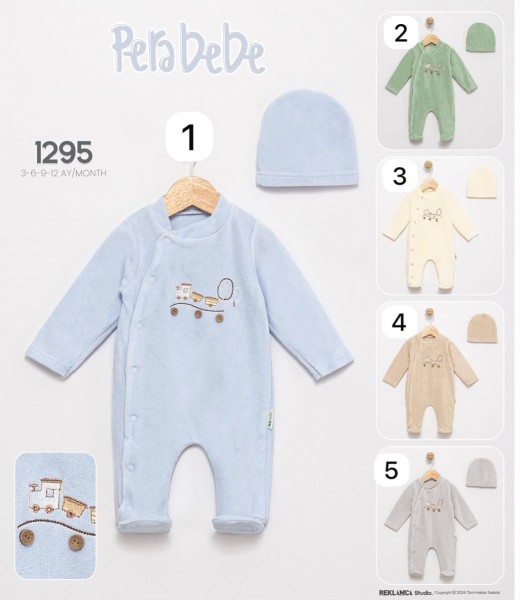 Велюровый Человечек Для Мальчика Pera Bebe (3-6-9-12мес.)