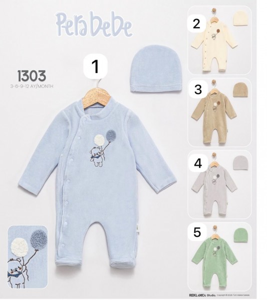 Велюровый Человечек Для Мальчика Pera Bebe (3-6-9-12мес.)