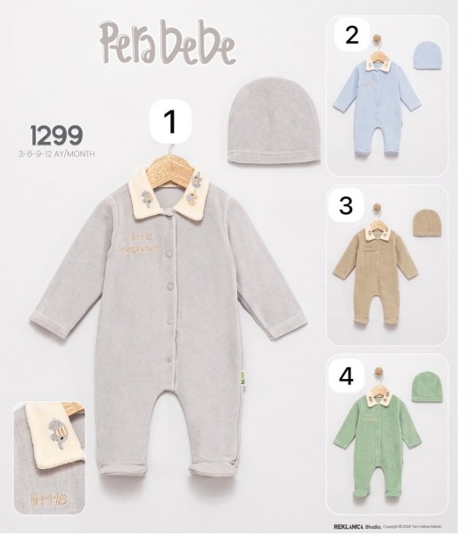 Велюровый Человечек Для Мальчика Pera Bebe (3-6-9-12мес.)