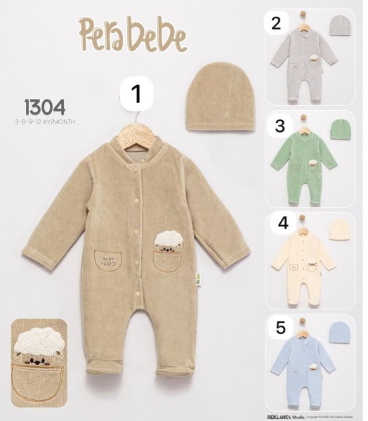 Велюровый Человечек Для Мальчика Pera Bebe (3-6-9-12мес.)