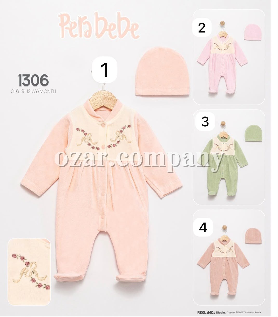 Велюровый Человечек Для Девочки Pera Bebe (3-6-9-12мес.)