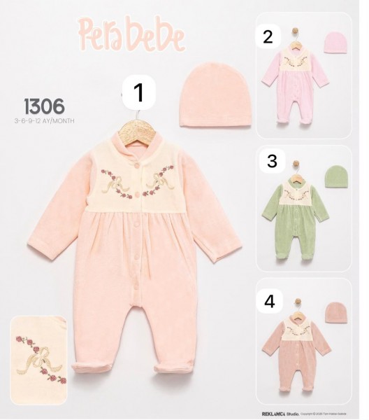 Велюровый Человечек Для Девочки Pera Bebe (3-6-9-12мес.)