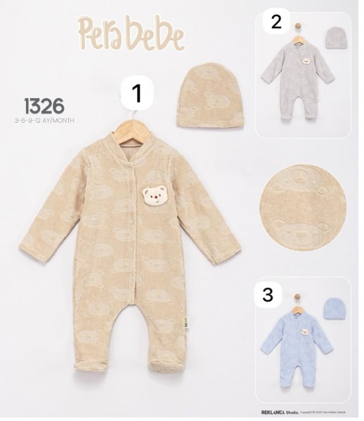 Велюровый Человечек Для Мальчика Pera Bebe (3-6-9-12мес.)