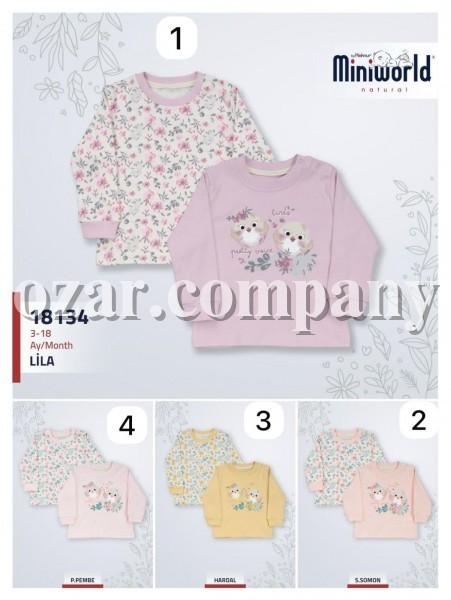 Пара Свитшотов Для Девочки Miniworld (3-6/6-9/9-12/12-18мес. по 2шт.)