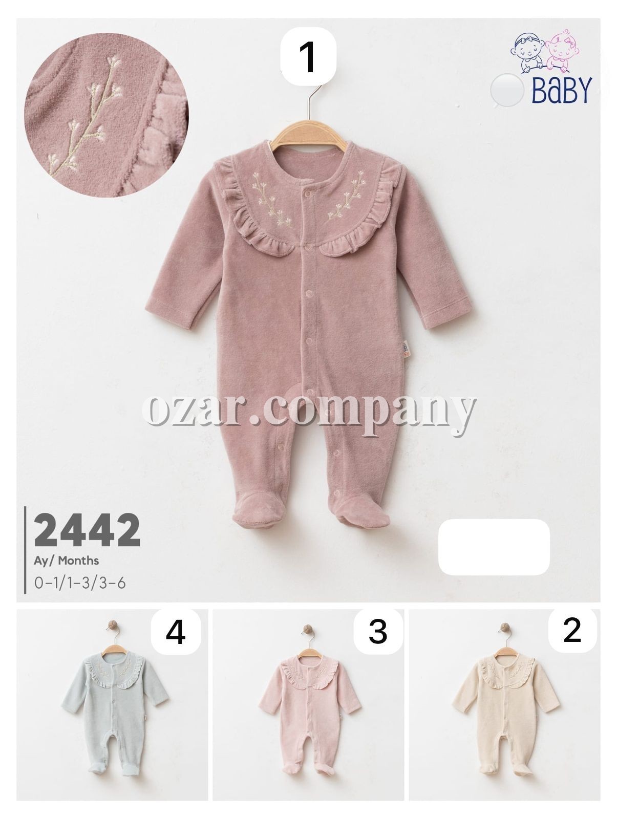 Велюровый Человечек Для Девочки SD Baby (0-1/1-3/3-6мес.)