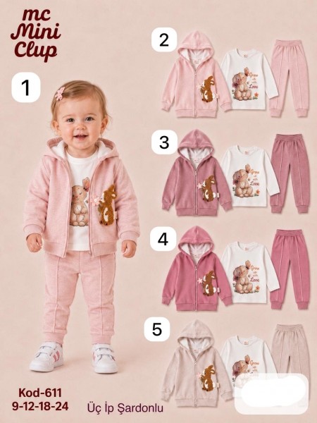 Костюм Тройка Тринитка Для Девочки Mini Clup (9-12-18-24мес.)