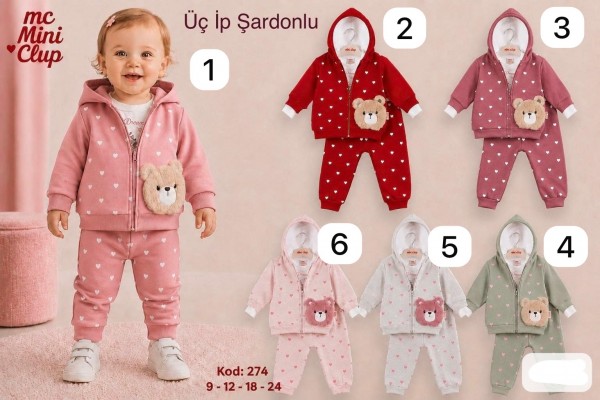 Костюм Тройка Тринитка Для Девочки Mini Clup (9-12-18-24мес.)