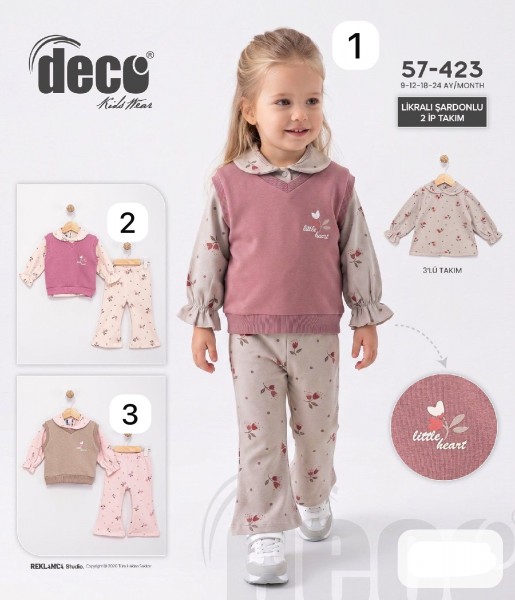 Костюм Тройка Двунитка Для Девочки Deco (9-12-18-24мес.)