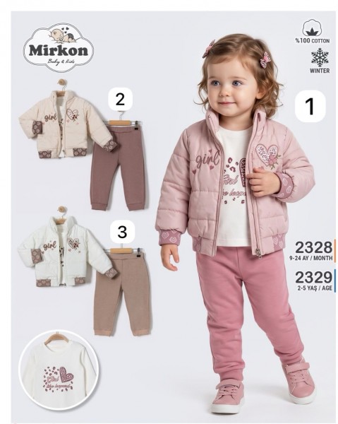 Утеплённый Костюм Тройка Для Девочки Mirkon Baby (9-12-18-24мес.)
