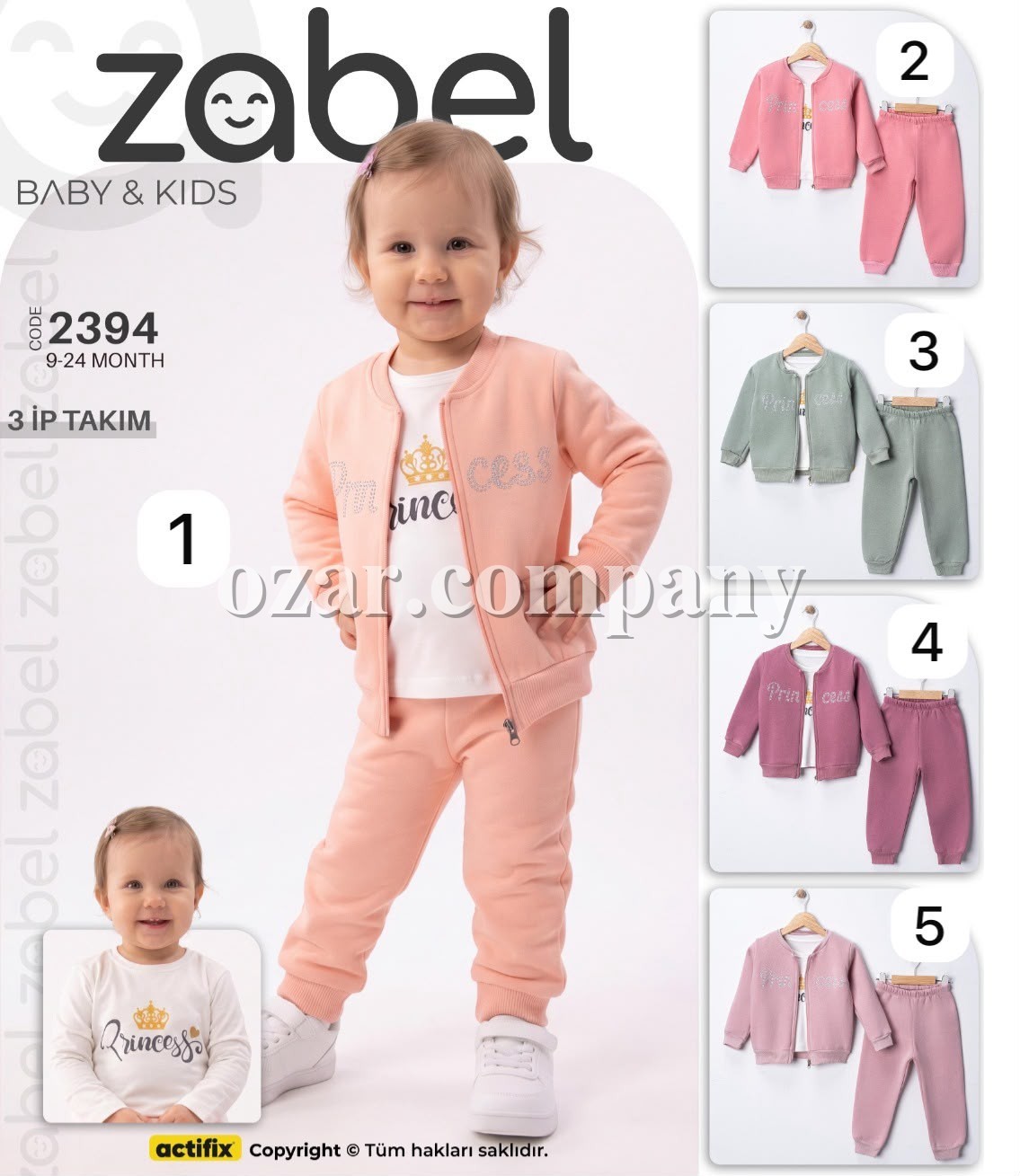 Костюм Тройка Тринитка Для Девочки Zabel (9-12-18-24мес.)