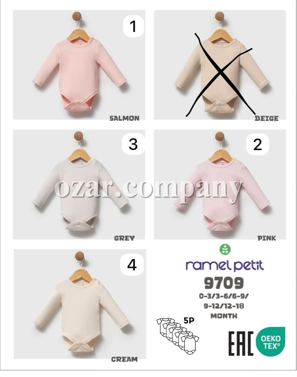 Бодик Для Новорождённых Ramel (0-3/3-6/6-9/9-12/12-18мес.)