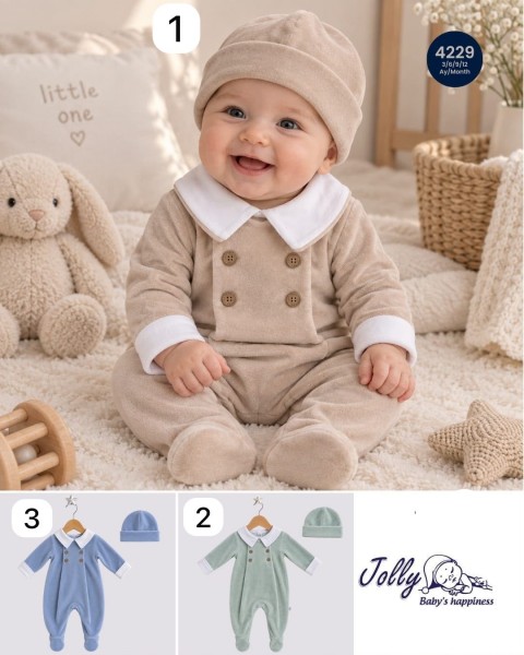 Велюровый Человечек Для Мальчика Jolly Joy (3-6-9-12мес.)