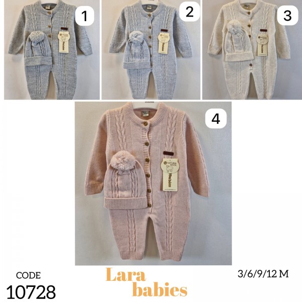 Шерстяной Человечек С Шапочкой Lara Babies (3-6-9-12мес.)
