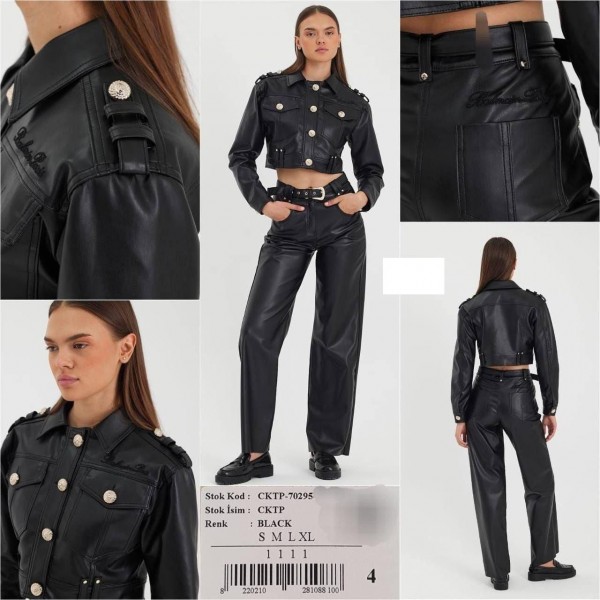 Женский Костюм Из Эко Кожи Balmain