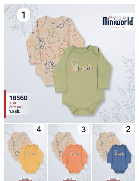Бодик Для Мальчика Miniworld (3-6/6-9/9-12/12-18мес. по 2шт.)