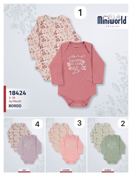 Бодик Для Девочки Miniworld (3-6/6-9/9-12/12-18мес. по 2шт.)