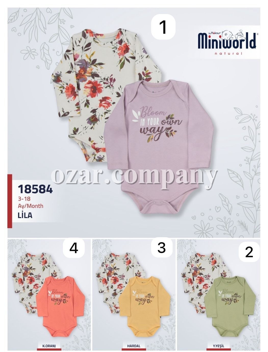 Бодик Для Девочки Miniworld (3-6/6-9/9-12/12-18мес. по 2шт.)