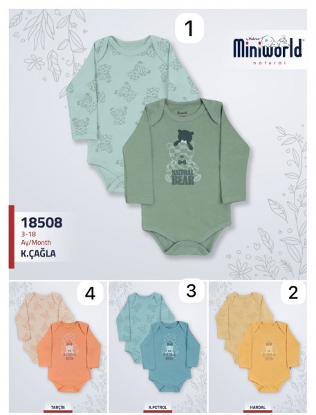Бодик Для Мальчика Miniworld (3-6/6-9/9-12/12-18мес. по 2шт.)