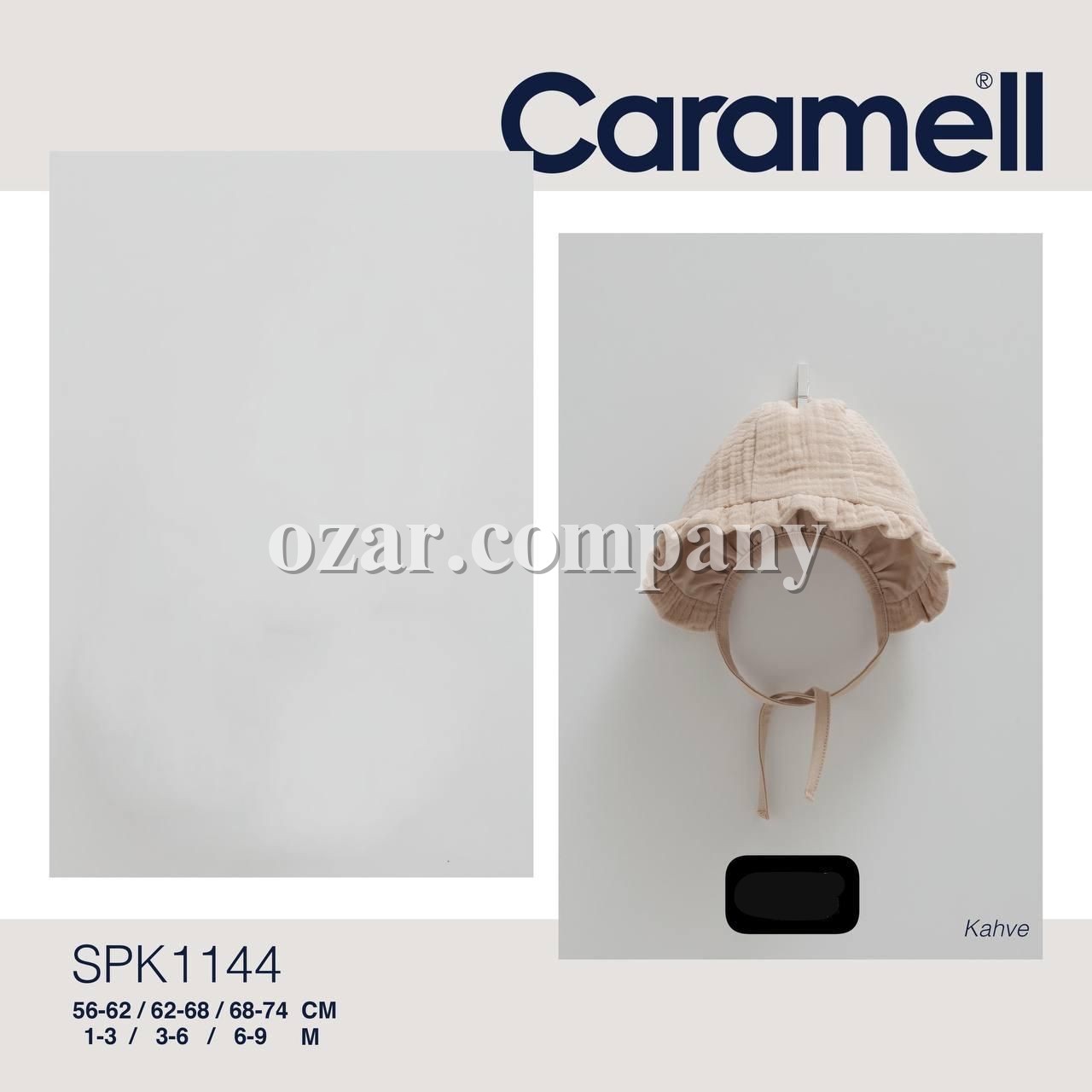 Муслиновая Шапочка Для Девочки Caramell (1-3/3-6/6-9мес.)