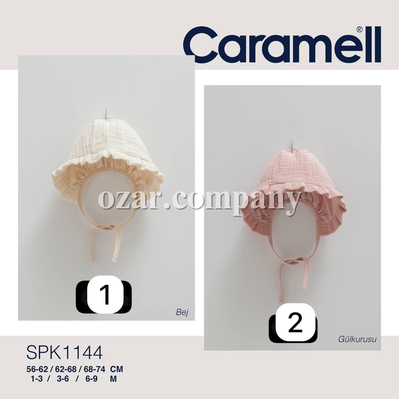 Муслиновая Шапочка Для Девочки Caramell (1-3/3-6/6-9мес.)