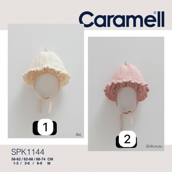 Муслиновая Шапочка Для Девочки Caramell (1-3/3-6/6-9мес.)