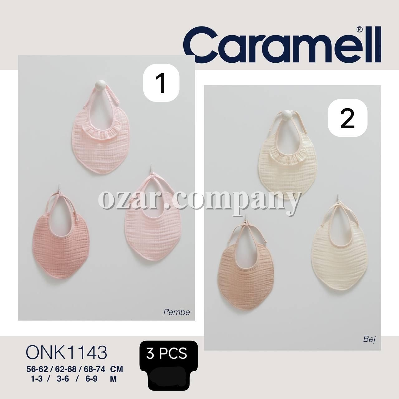 Комплект Муслиновых Слюнявчиков Для Девочки Caramell (1-3/3-6/6-9мес.)