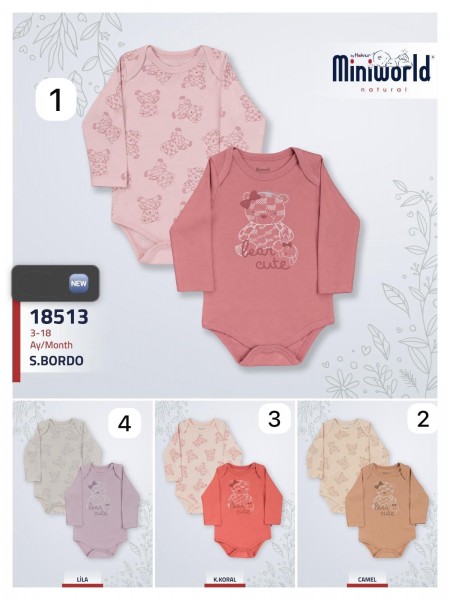 Бодик Для Девочки Miniworld (3-6/6-9/9-12/12-18мес. по 2шт.)