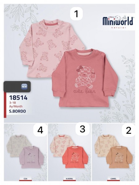 Свитшот Для Девочки Miniworld (3-6/6-9/9-12/12-18мес. по 2шт.)