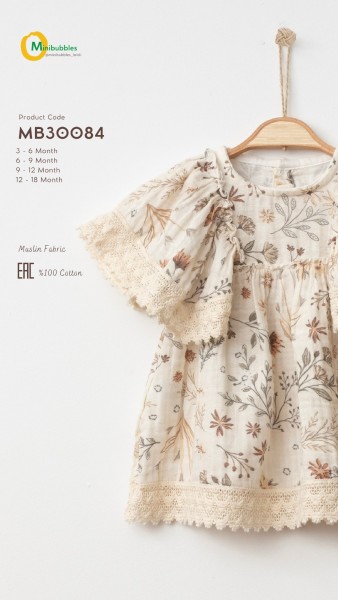 Муслиновое Платье Для Девочки MiniBubbles (3-6/6-9/9-12/12-18мес.)
