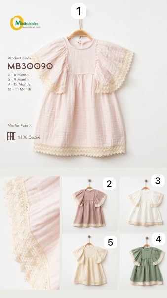 Муслиновое Платье Для Девочки MiniBubbles (3-6/6-9/9-12/12-18мес.)