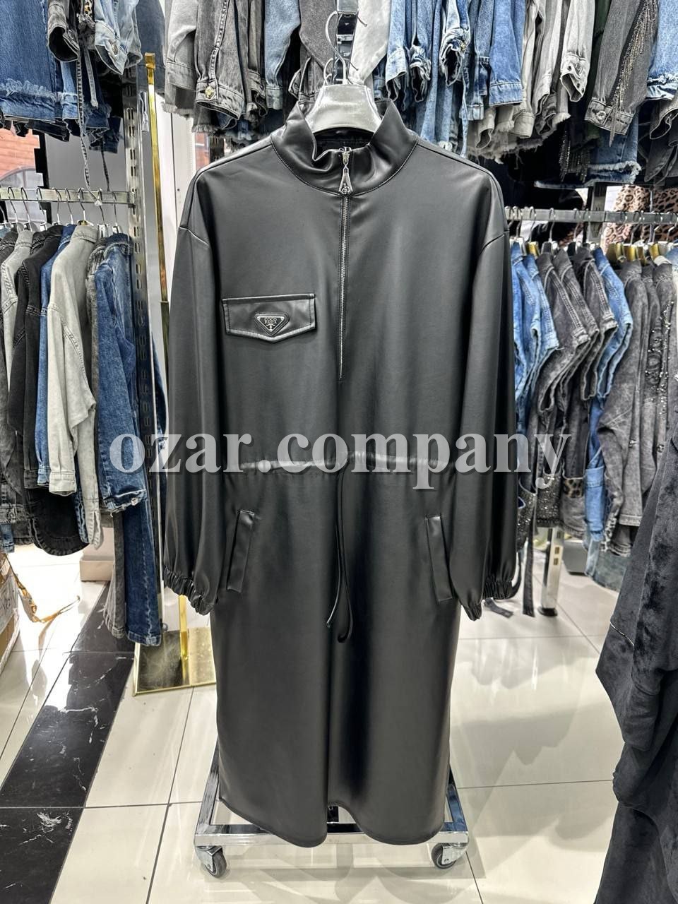 Женское Платье Из Эко Кожи Prada (Большие размеры)