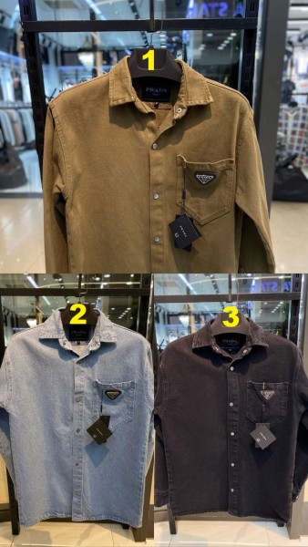 Мужская Джинсовая Рубашка Prada