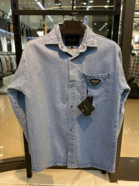 Мужская Джинсовая Рубашка Prada