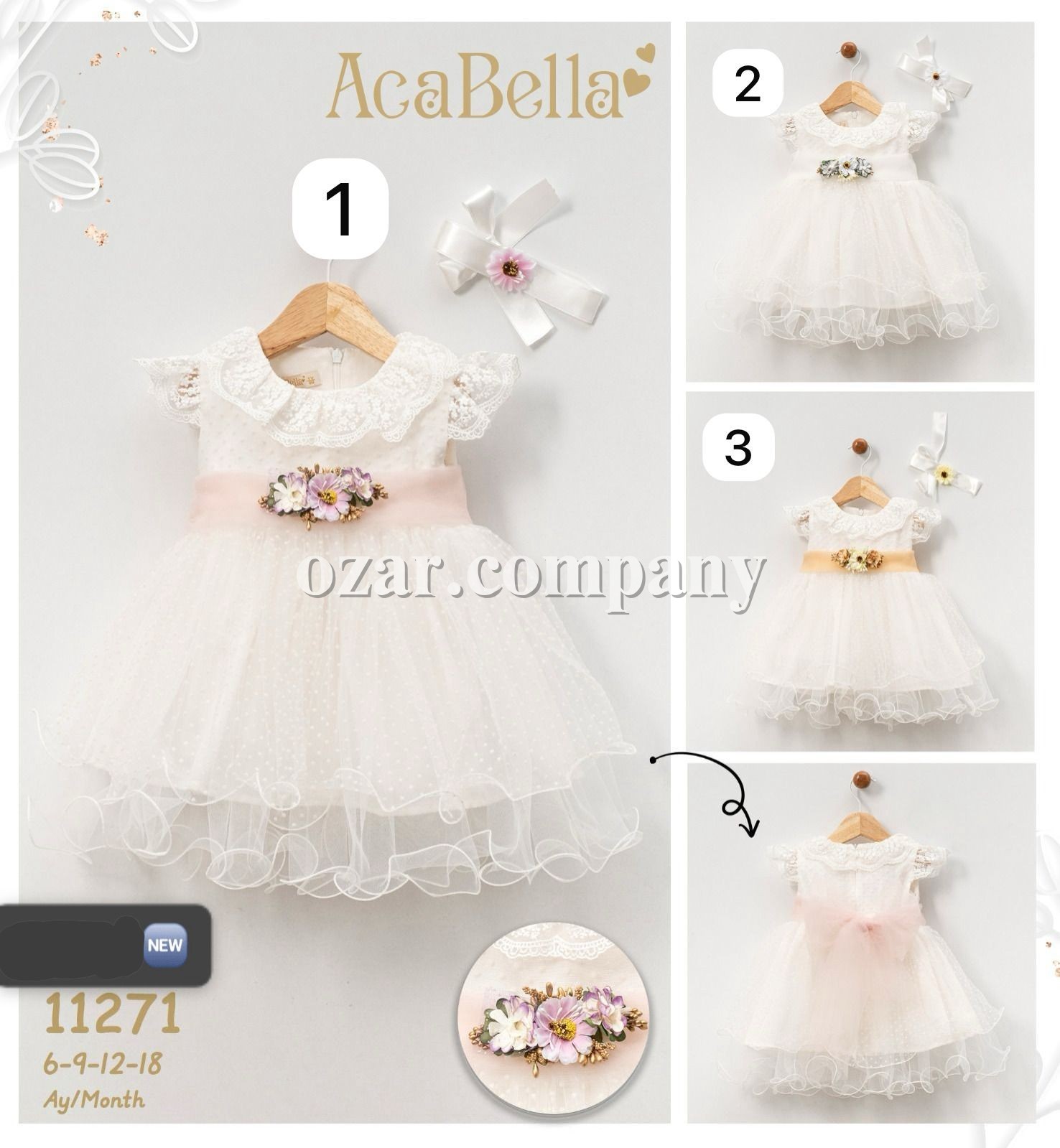 Нарядное Платье Для Девочки Aca Bella (6-9-12-18мес.) 