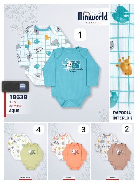 Бодик Для Новорождённых Miniworld (3-6/6-9/9-12/12-18мес. по 2шт.)