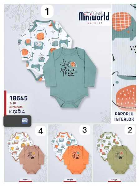 Бодик Для Новорождённых Miniworld (3-6/6-9/9-12/12-18мес. по 2шт.)