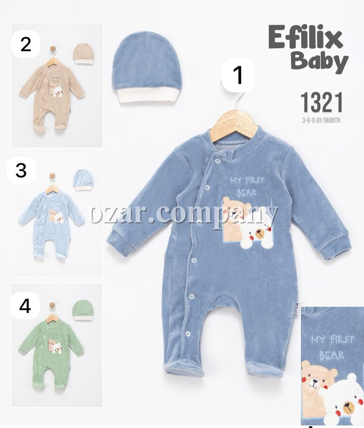 Велюровый Человечек Для Мальчика Efilix Baby (3-6-9мес.)