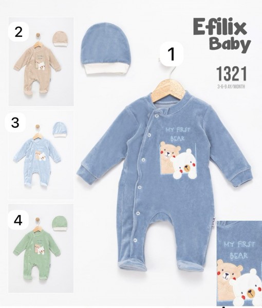 Велюровый Человечек Для Мальчика Efilix Baby (3-6-9мес.)