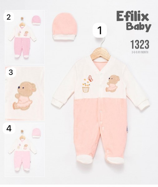 Велюровый Человечек Для Девочки Efilix Baby (3-6-9мес.)