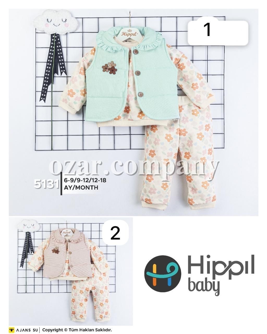 Костюм Тройка Для Девочки Hippil (6-9/9-12/12-18мес.)