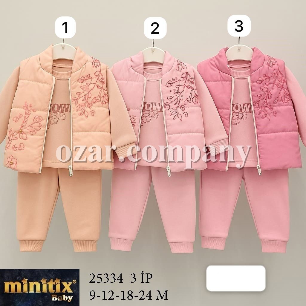 Костюм Тройка Тринитка Для Девочки Minitix (9-12-18-24мес.)