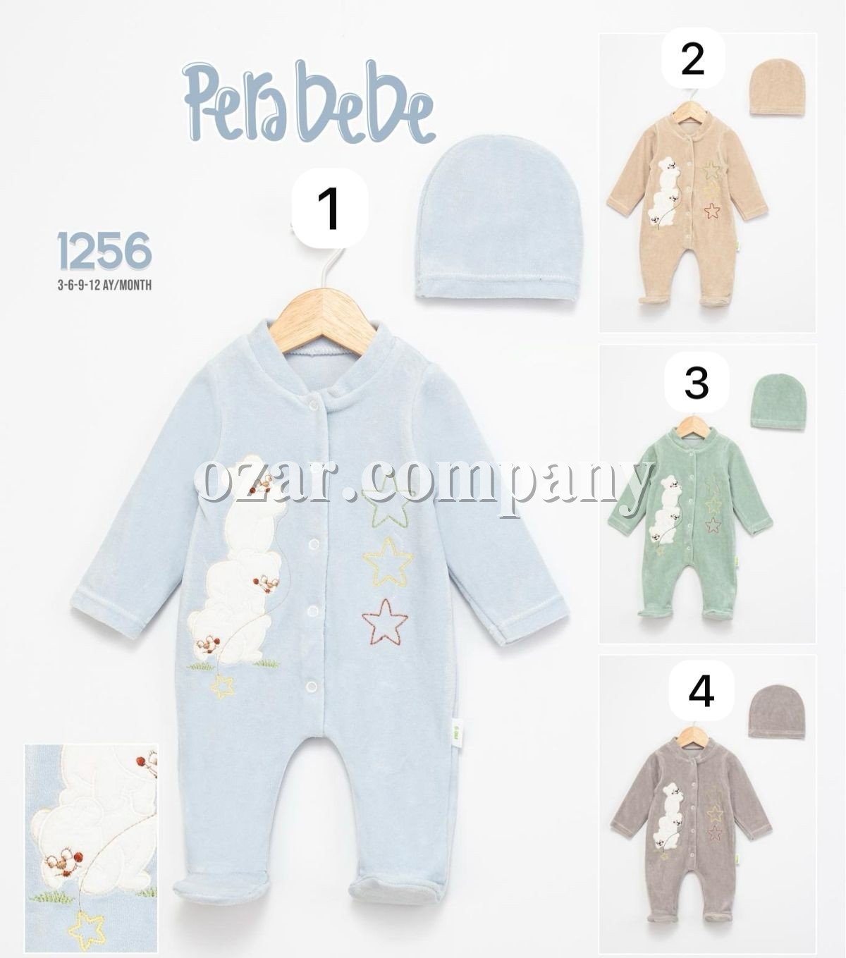 Велюровый Человечек Для Мальчика Pera Bebe (3-6-9-12мес.)