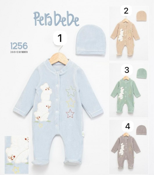 Велюровый Человечек Для Мальчика Pera Bebe (3-6-9-12мес.)