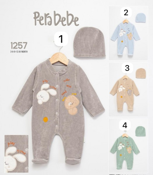 Велюровый Человечек Для Мальчика Pera Bebe (3-6-9-12мес.)