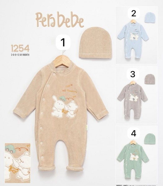 Велюровый Человечек Для Мальчика Pera Bebe (3-6-9-12мес.)