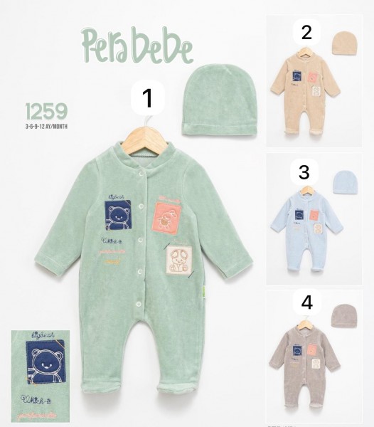 Велюровый Человечек Для Мальчика Pera Bebe (3-6-9-12мес.)